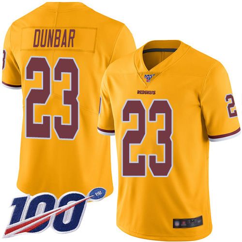 Washington Redskins Limited Gold Men Quinton Dunbar Jersey NFL Football 23 100th Season Rush